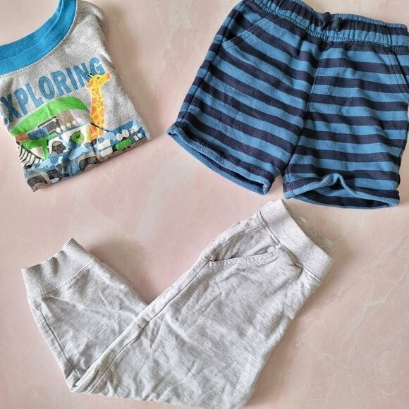 3 piece pajama bundle shorts tee shirt sweatpants - Picture 1 of 7